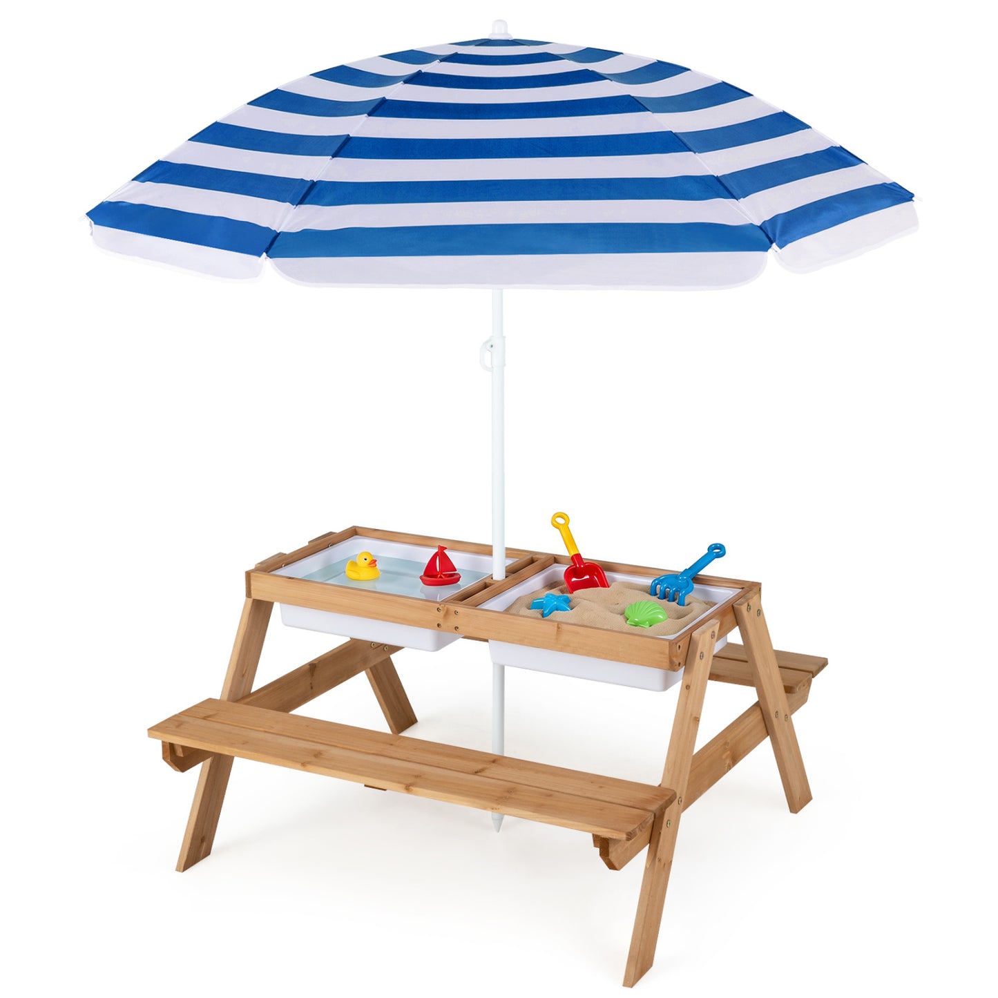 Table de pique-nique extérieure pour enfants 3-en-1 avec eau et sable, marine