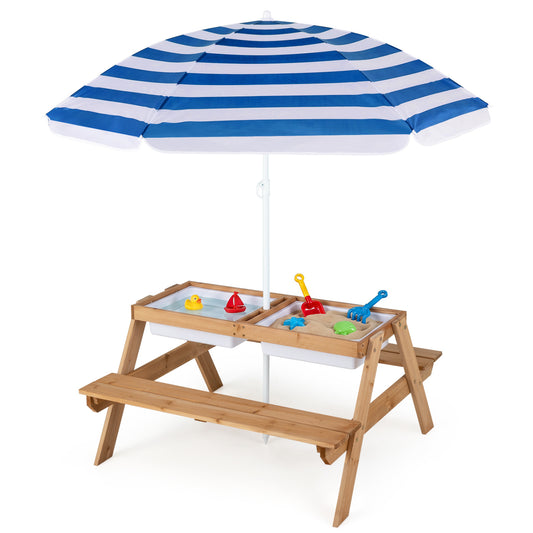 3-in-1 Kids Outdoor Picnic Water Sand Table, Navy Kids Table & Chair Sets Navy at Gallery Canada