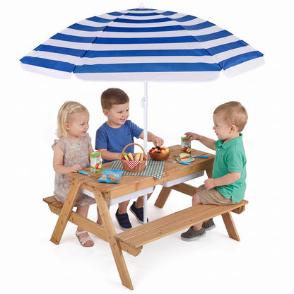 Table de pique-nique extérieure pour enfants 3-en-1 avec eau et sable, marine