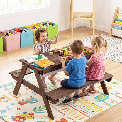 Table de pique-nique aquatique et à sable pour enfants avec parapluie, rouge