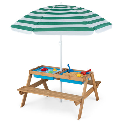 Table de pique-nique et de sable et d'eau pour enfants, vert clair