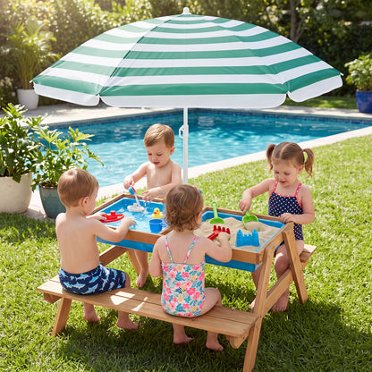 Table de pique-nique et de sable et d'eau pour enfants, vert clair