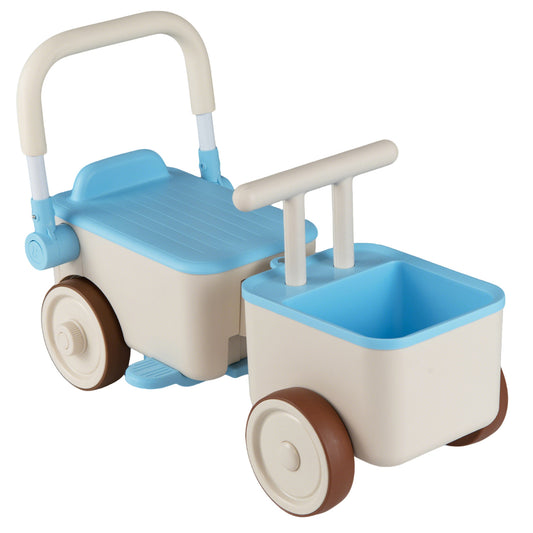 3-in-1 Kids Ride On Push Car with Rope and Storage Basket, Blue Push & Pedal Ride On Toys Blue at Gallery Canada