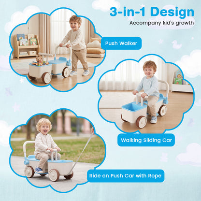 3-in-1 Kids Ride On Push Car, Blue