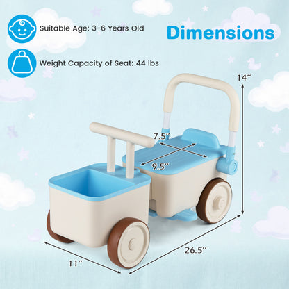 3-in-1 Kids Ride On Push Car, Blue