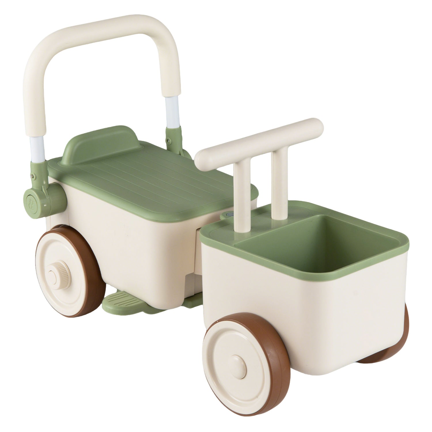 3-in-1 Kids Ride On Push Car with Rope and Storage Basket, Green Push & Pedal Ride On Toys Green at Gallery Canada