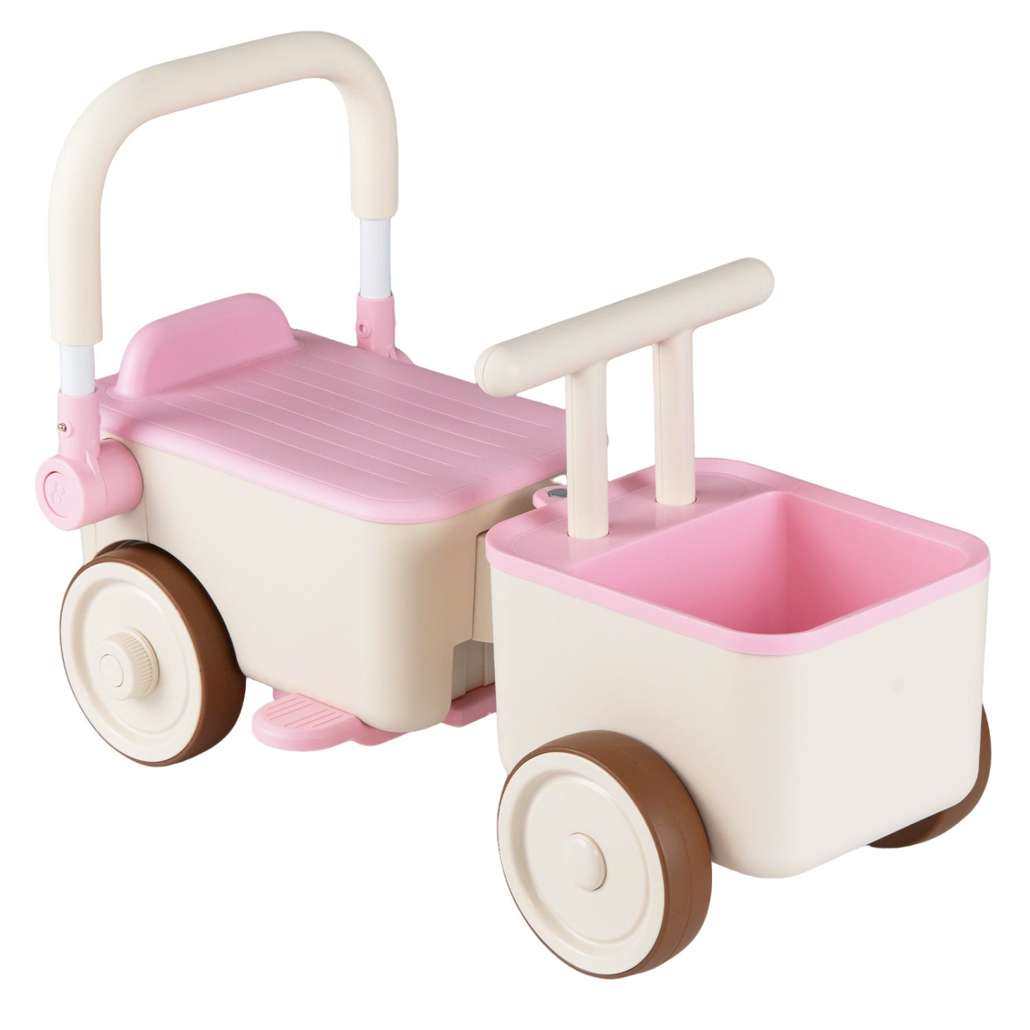 3-in-1 Kids Ride On Push Car with Rope and Storage Basket, Pink Push & Pedal Ride On Toys at Gallery Canada