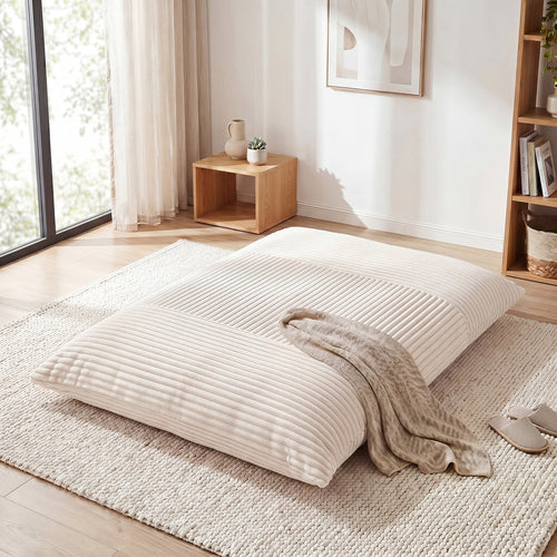 3-in-1 Large Corduroy Bean Bag Chair, Beige