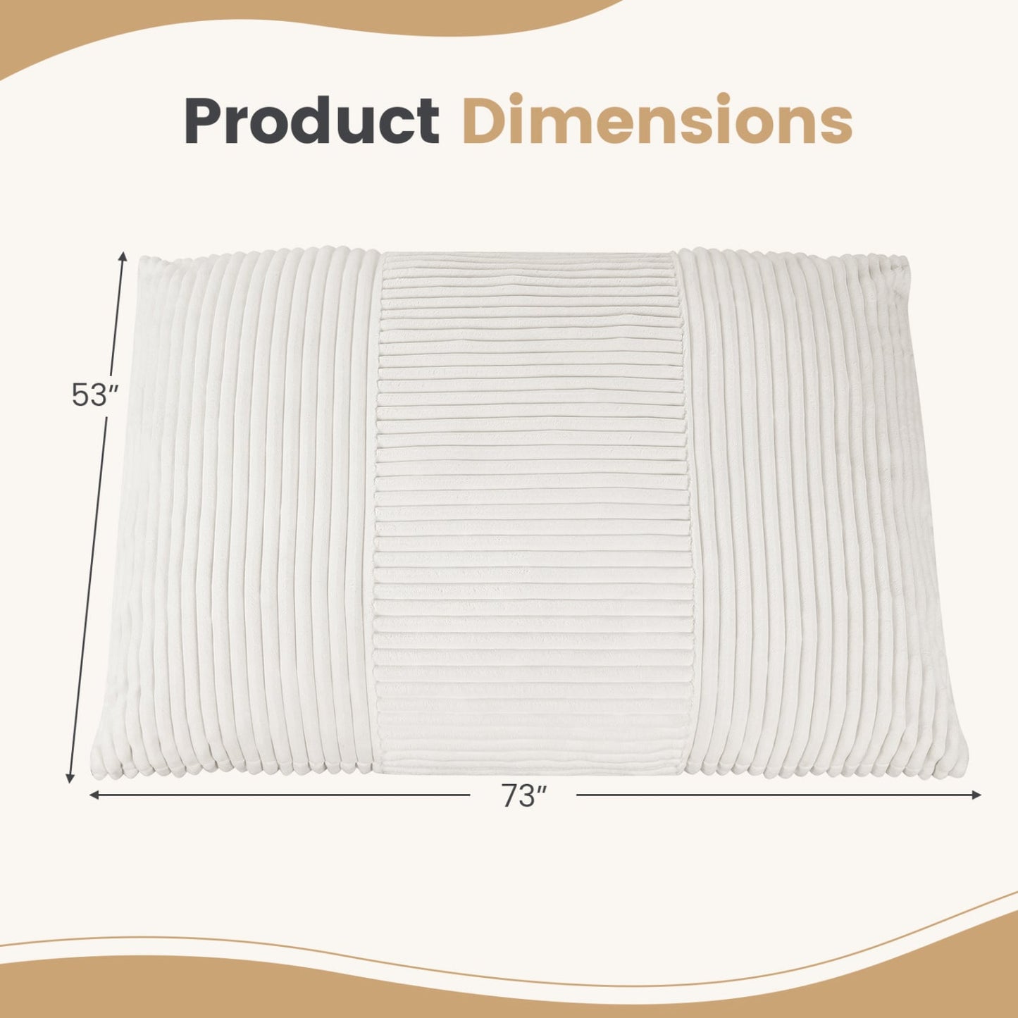 3-in-1 Large Corduroy Bean Bag Chair, Beige
