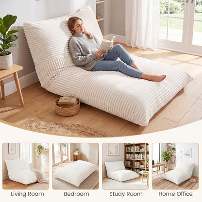 3-in-1 Large Corduroy Bean Bag Chair, Beige