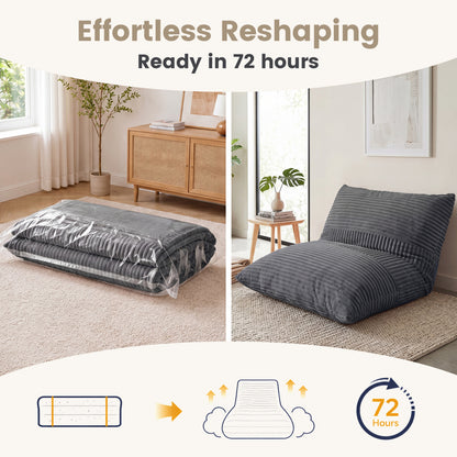 3-in-1 Large Corduroy Bean Bag Chair, Gray