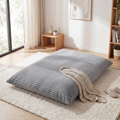 3-in-1 Large Bean Bag Chair Corduroy, Light Gray