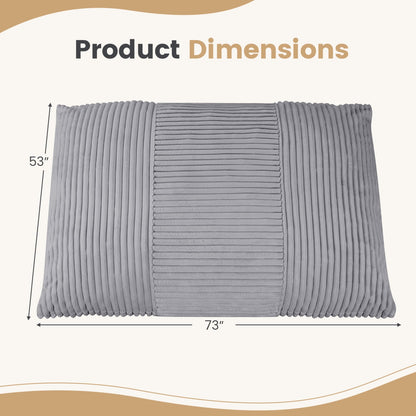 3-in-1 Large Bean Bag Chair Corduroy, Light Gray
