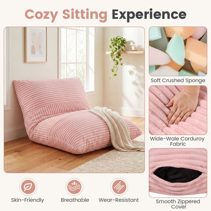 3-in-1 Large Bean Bag Chair, Corduroy, Pink
