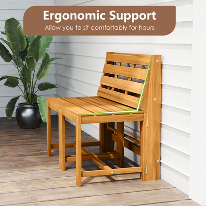 3-in-1 Outdoor Acacia Wood Loveseat Bench Furniture with Slatted Seat Outdoor Benches at Gallery Canada