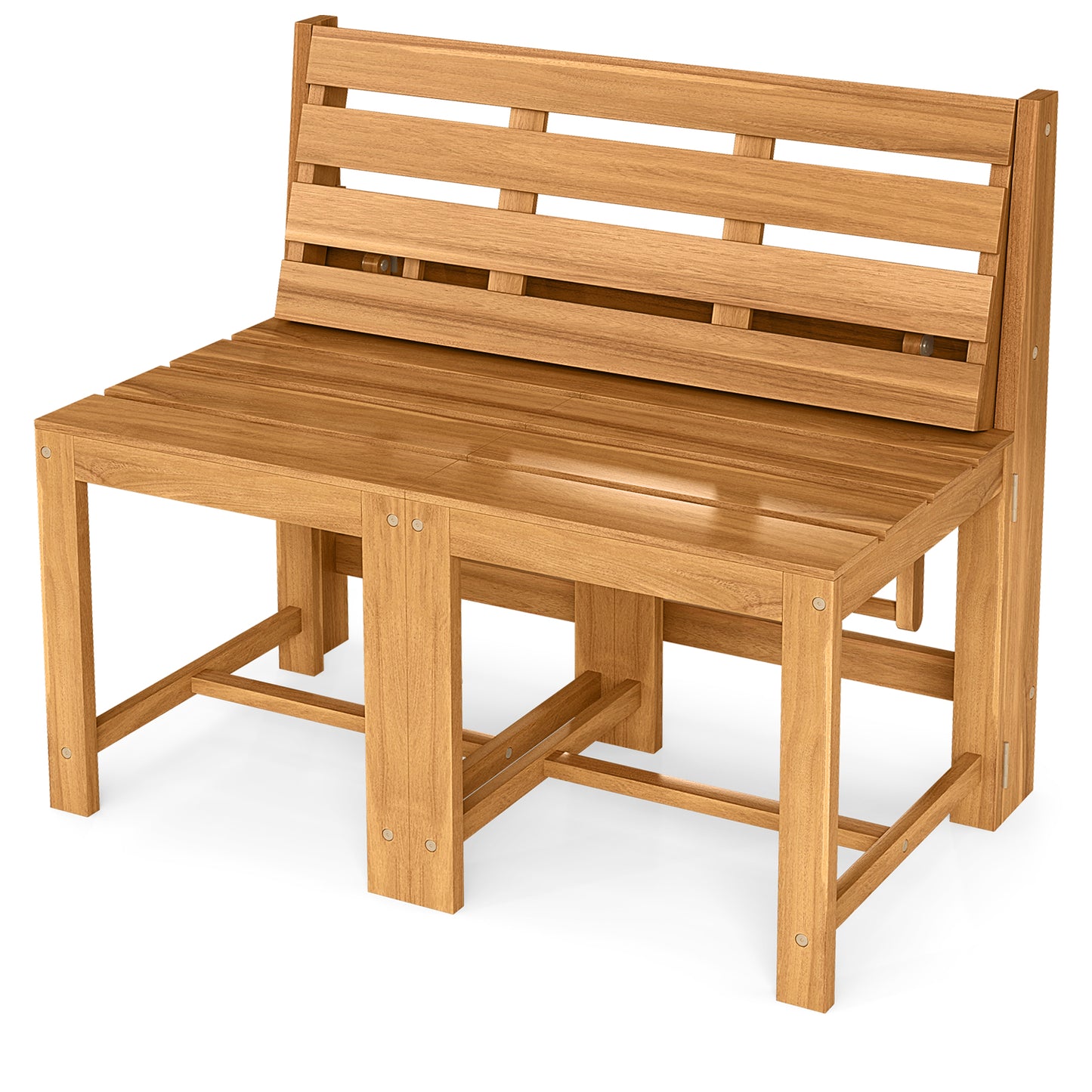 3-In-1 Outdoor Acacia Wood Loveseat Bench, Slatted Seat Outdoor Benches Options at Gallery Canada