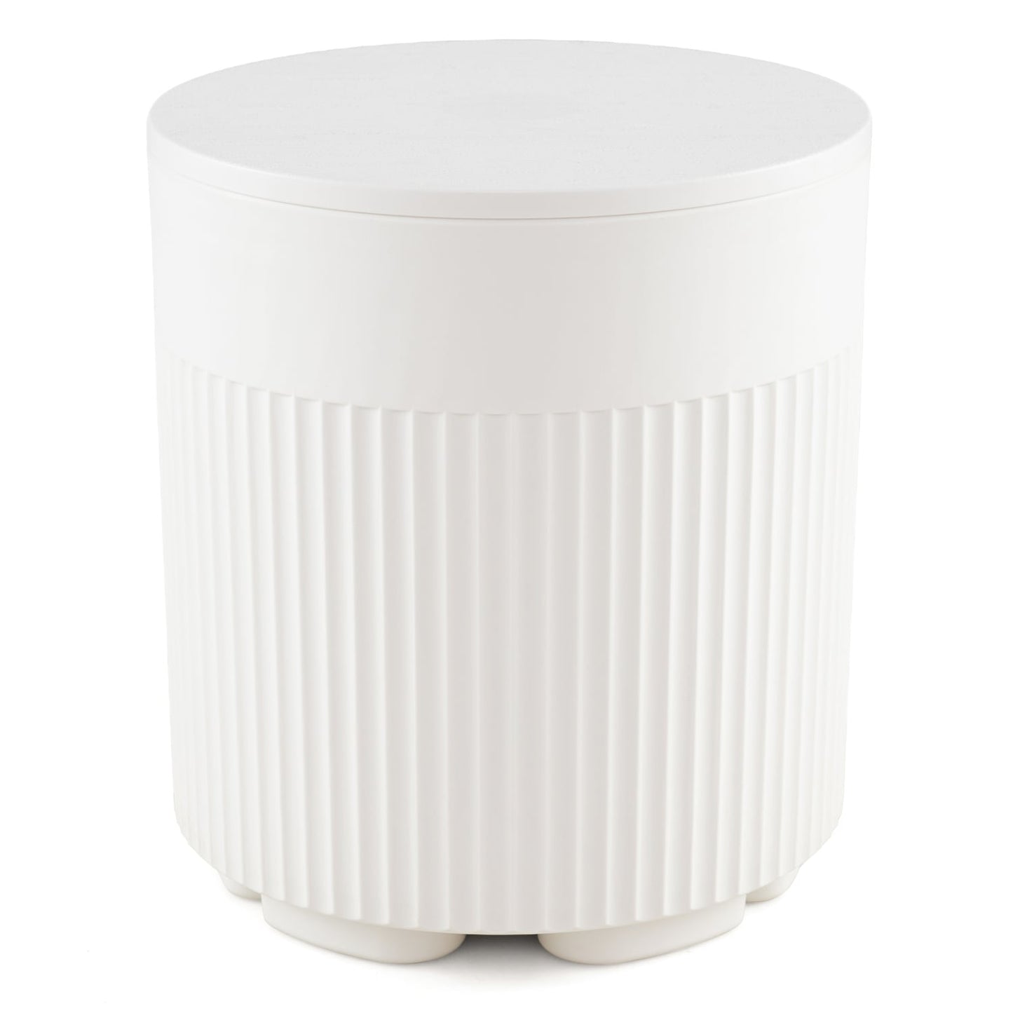 Table d'appoint de refroidisseur extérieur, design cannelé, blanc
