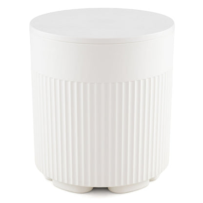 Table d'appoint de refroidisseur extérieur, design cannelé, blanc