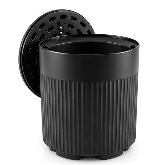 3-in-1 Outdoor Cooler Side Table, Fluted Design, Black Coolers Black at Gallery Canada