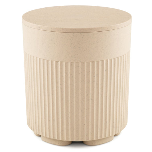 3-in-1 Outdoor Cooler Side Table, Fluted Design, Beige Coolers Beige at Gallery Canada