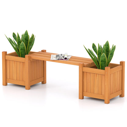 3-in-1 Outdoor Planter Box with Bench 2-Person Outdoor Bench with 2 Side Garden Beds, Orange Raised Garden Beds Orange at Gallery Canada