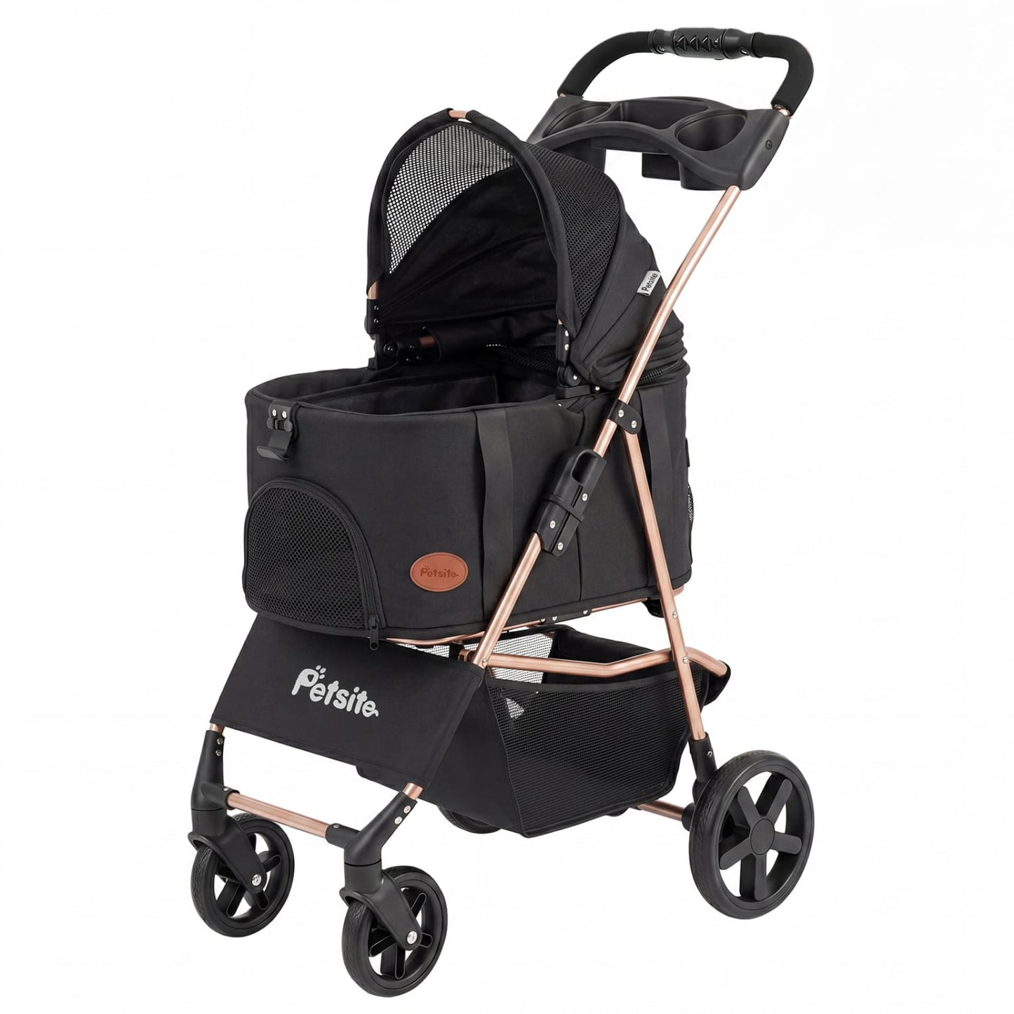 3-in-1 Pet Stroller for Small Medium Dogs Foldable with Detachable Carrier, Black
