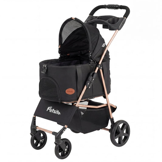 3-in-1 Pet Stroller for Small Medium Dogs Foldable with Detachable Carrier, Black Dog Supplies Black at Gallery Canada