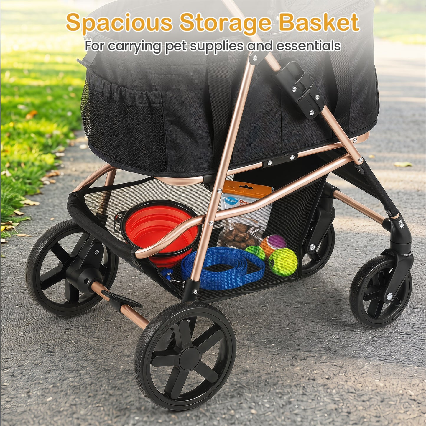 3-in-1 Pet Stroller for Small Medium Dogs Foldable with Detachable Carrier, Black