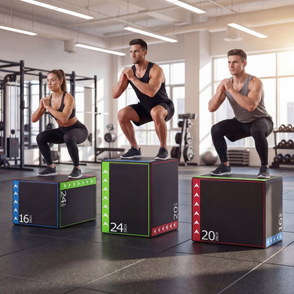 3-In-1 Plyometric Box, 16 x 20 x 24 Inches, Soft Plyo Jump Box Yoga & Gym Mats at Gallery Canada