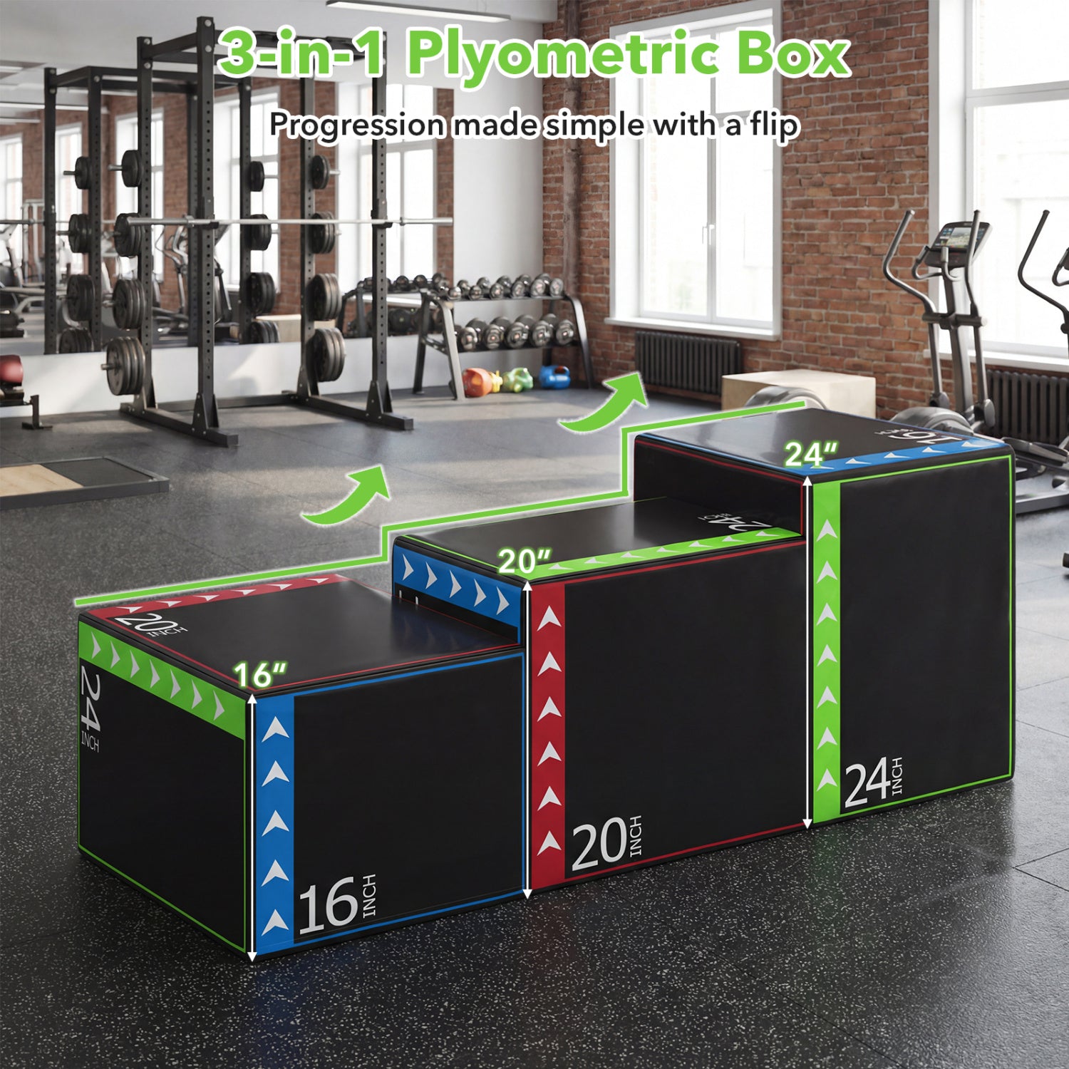 3-In-1 Plyometric Box, 16 x 20 x 24 Inches, Soft Plyo Jump Box Yoga & Gym Mats at Gallery Canada