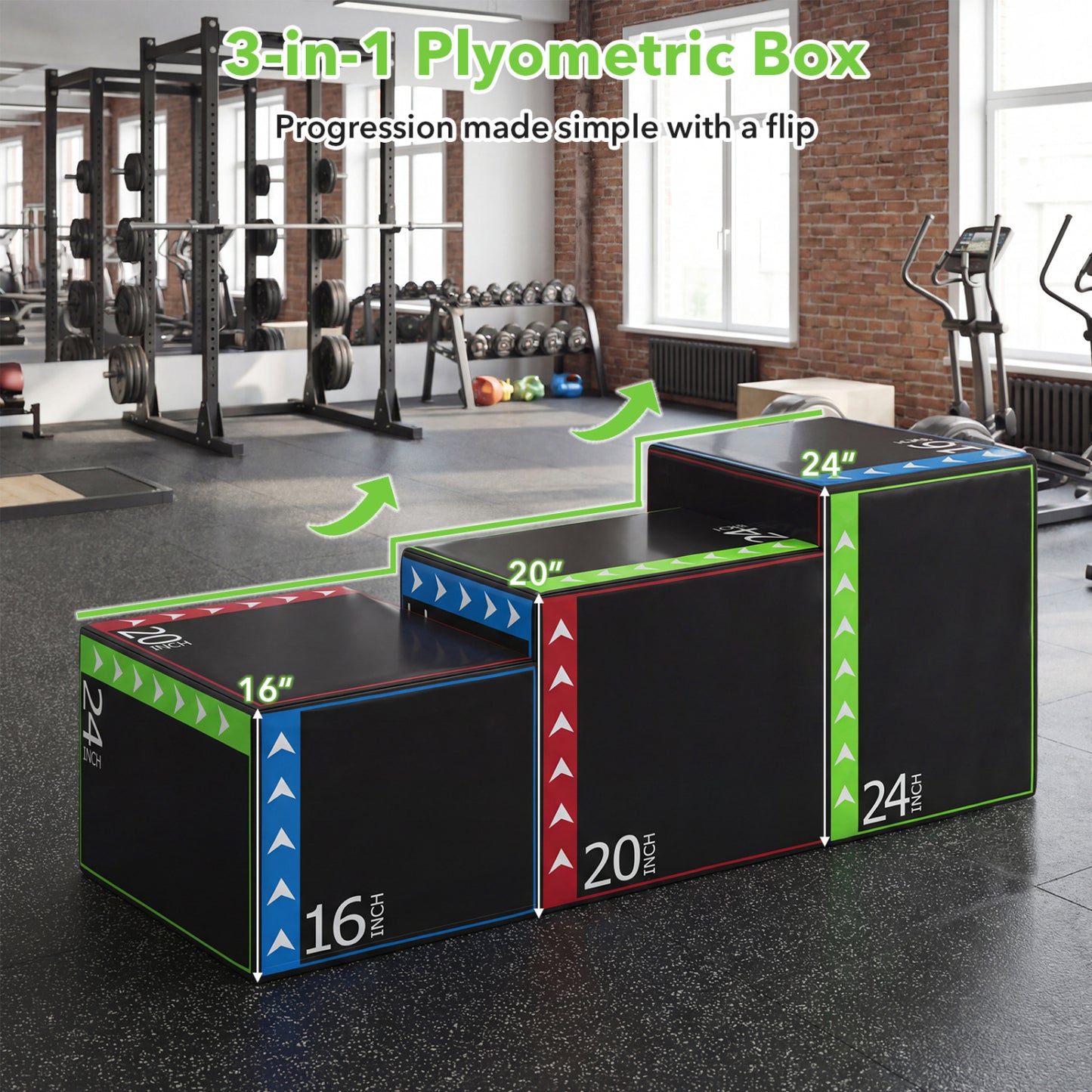 3-In-1 Plyometric Box, 16 x 20 x 24 Inches, Soft Plyo Jump Box Yoga & Gym Mats at Gallery Canada