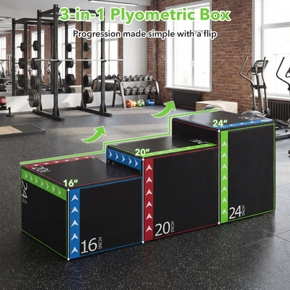 3-In-1 Plyometric Box, 16 x 20 x 24 Inches, Soft Plyo Jump Box Yoga & Gym Mats at Gallery Canada