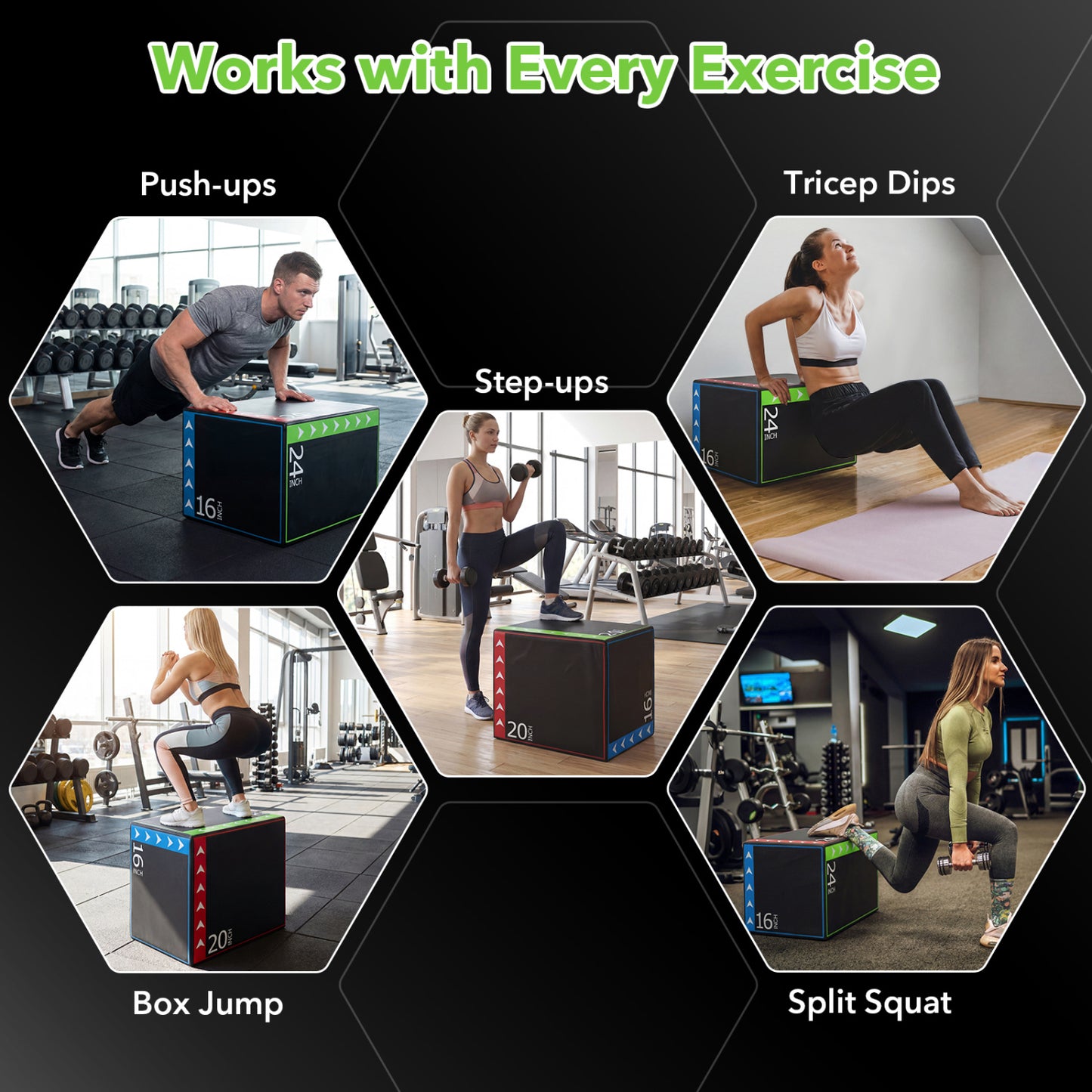 3-In-1 Plyometric Box, 16 x 20 x 24 Inches, Soft Plyo Jump Box Yoga & Gym Mats at Gallery Canada