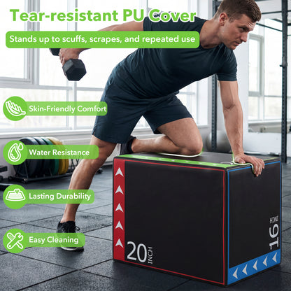 3-In-1 Plyometric Box, 16 x 20 x 24 Inches, Soft Plyo Jump Box Yoga & Gym Mats at Gallery Canada