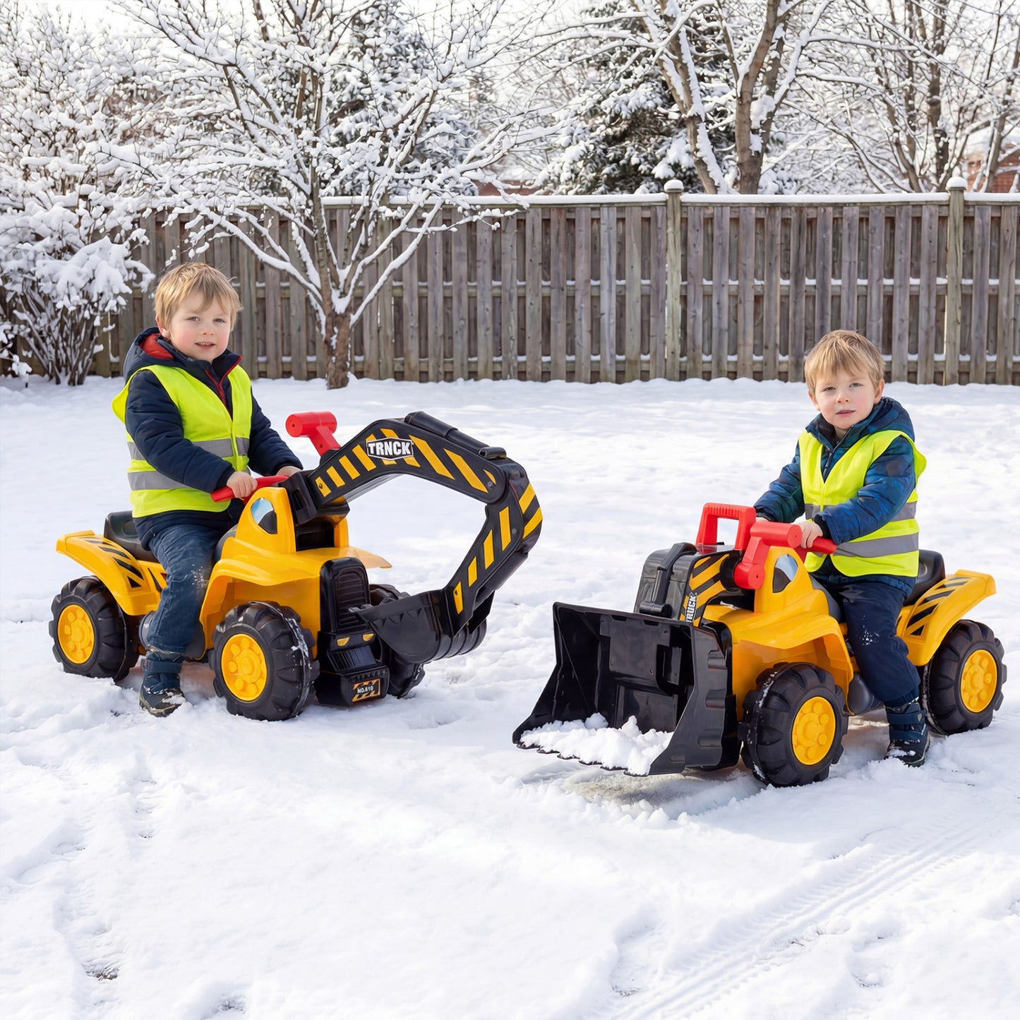 3-in-1 Ride on Excavator Bulldozer Detachable with Engine Sound and Helmet, Yellow Push & Pedal Ride On Toys at Gallery Canada