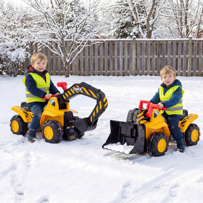 3-in-1 Ride on Excavator Bulldozer Detachable with Engine Sound and Helmet, Yellow Push & Pedal Ride On Toys at Gallery Canada