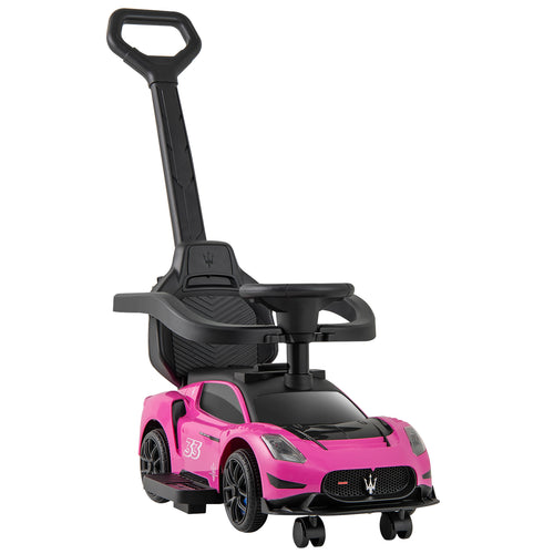 3-in-1 Ride on Push Car Maserati Licensed Sliding Car with Music, Pink
