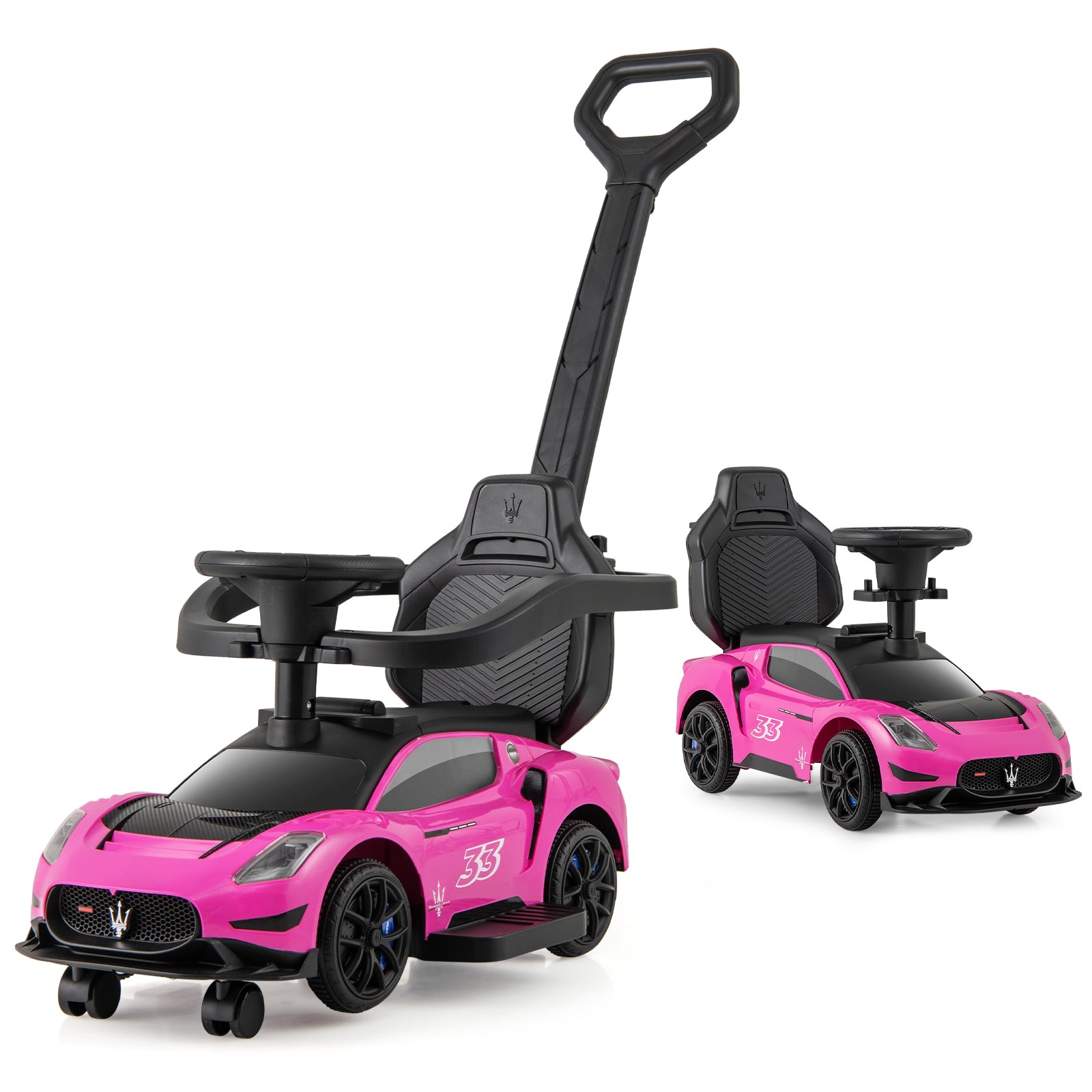 3-in-1 Ride on Push Car Maserati Licensed Sliding Car with Music, Pink Push & Pedal Ride On Toys at Gallery Canada