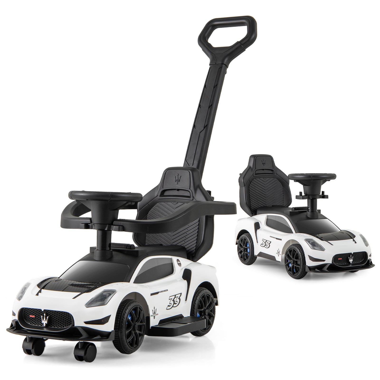 3-in-1 Ride on Push Car Maserati Licensed Sliding Car with Music, White Push & Pedal Ride On Toys at Gallery Canada