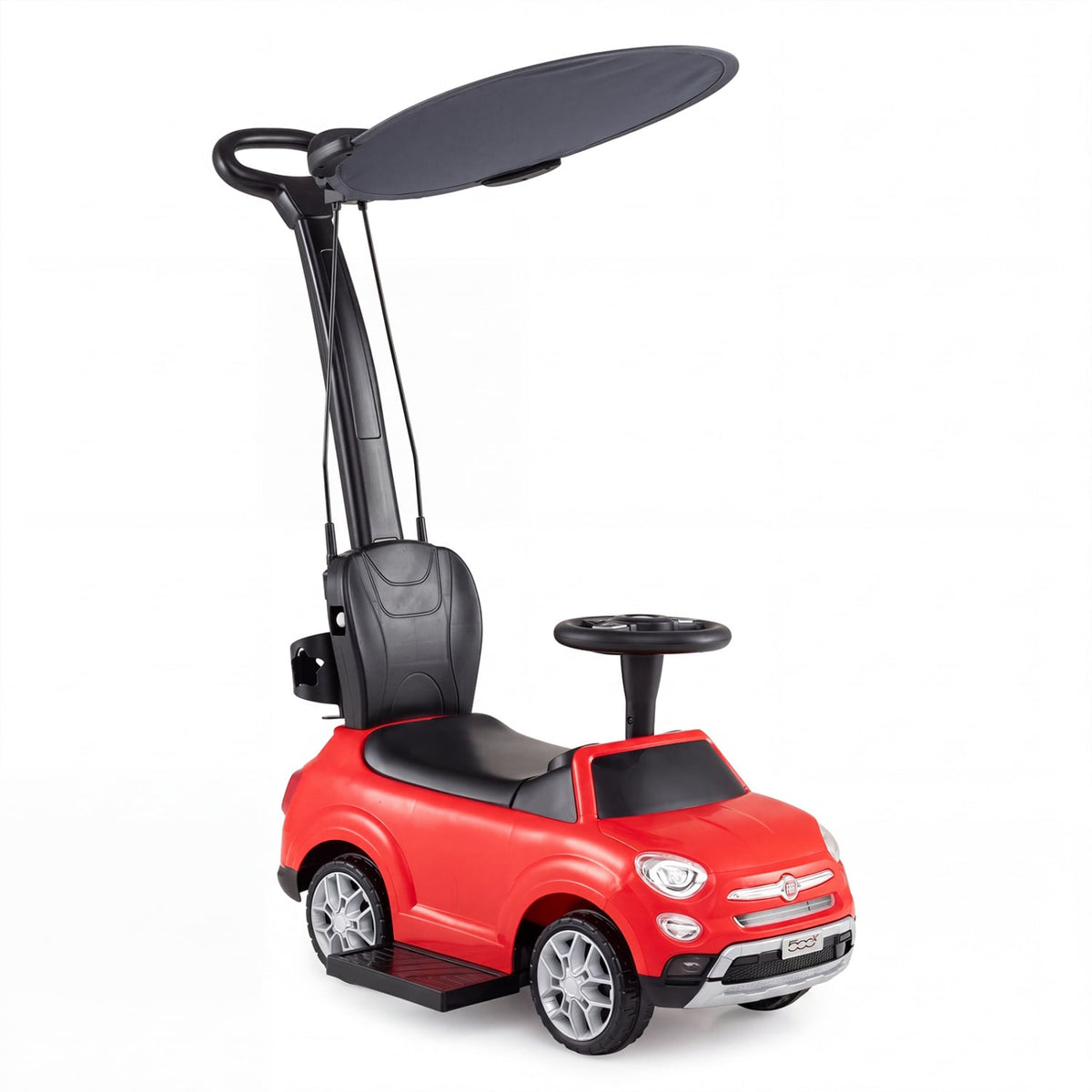 Voiture à pousser 3-en-1 pour tout-petit, avec capote, pied-au-sol, rouge