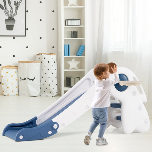 3 In 1 Toddler Slide Climber Playset With Basketball Hoop, Blue