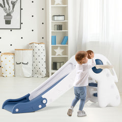 3 in 1 Toddler Slide Baby Slide Climber Playset with Basketball Hoop and Basketball, Blue Climbers & Slides Blue at Gallery Canada