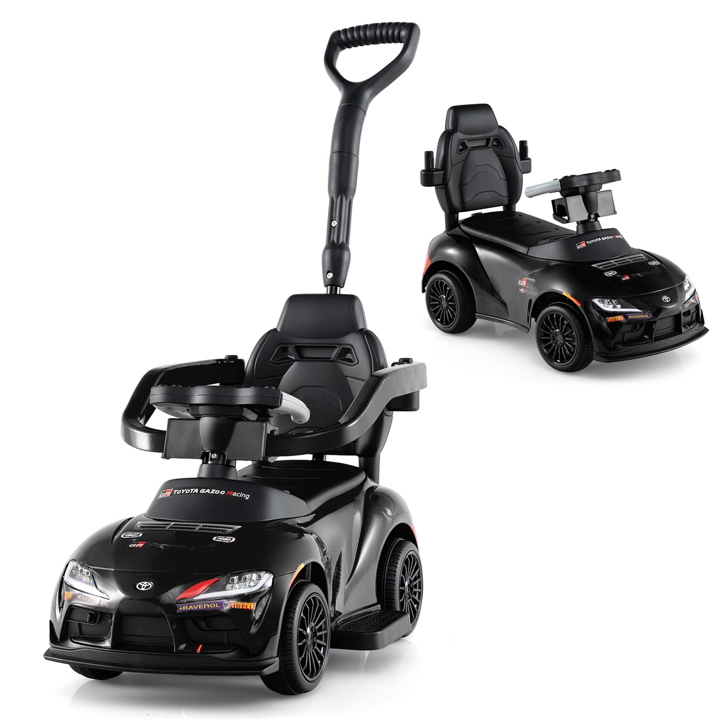 3-in-1 Toyota Licensed Foot-to-Floor Stroller Sliding Walking Toy, Black