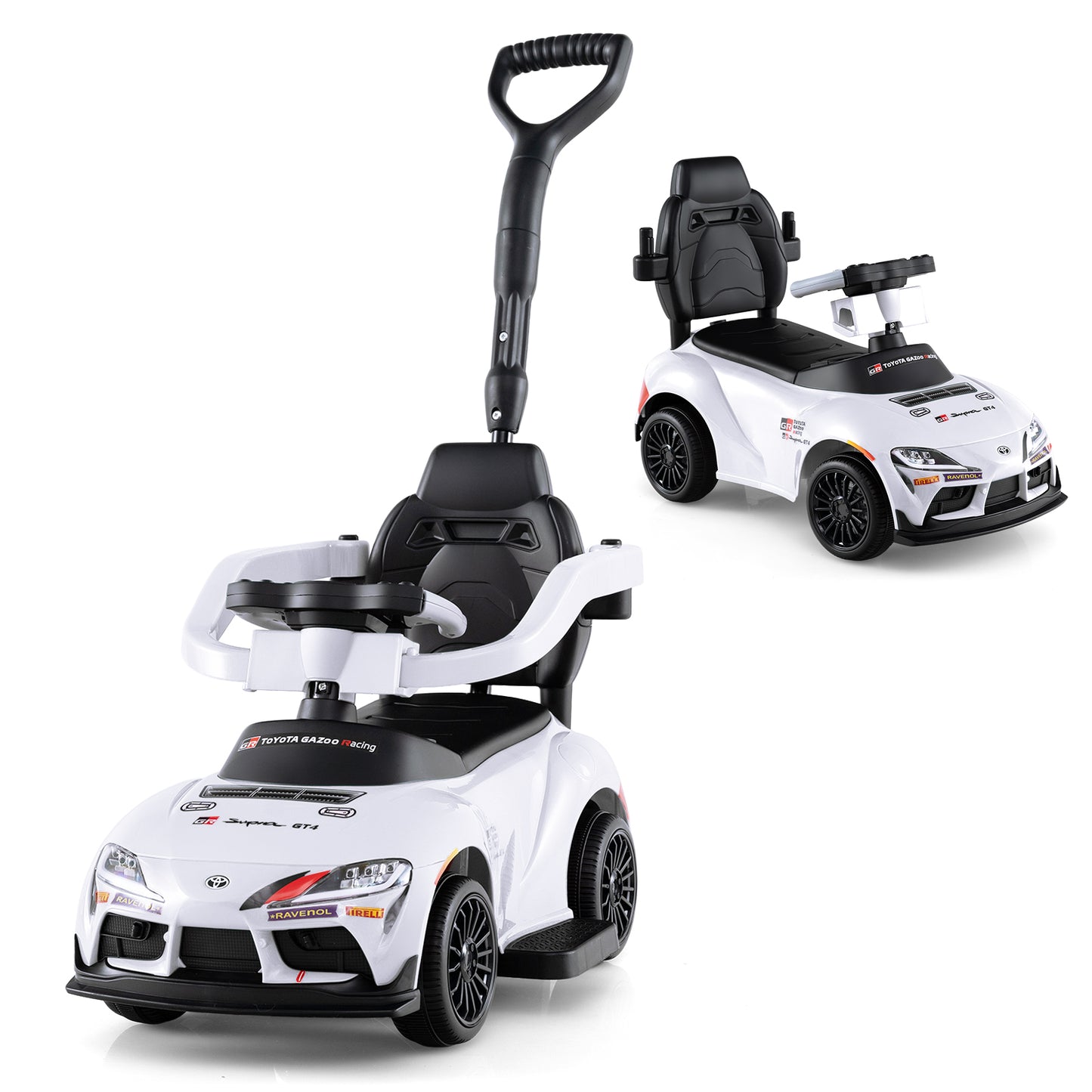 3-in-1 Toyota Licensed Foot-to-Floor Stroller Sliding Walking Toy, White