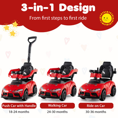 3-in-1 Toyota Licensed Foot-to-Floor Stroller Sliding Walking Toy, Red Push & Pedal Ride On Toys at Gallery Canada