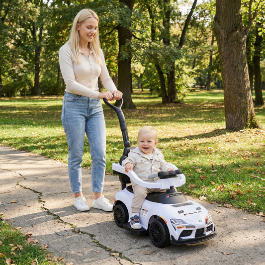3-in-1 Toyota Licensed Foot-to-Floor Stroller Sliding Walking Toy, White Push & Pedal Ride On Toys White at Gallery Canada