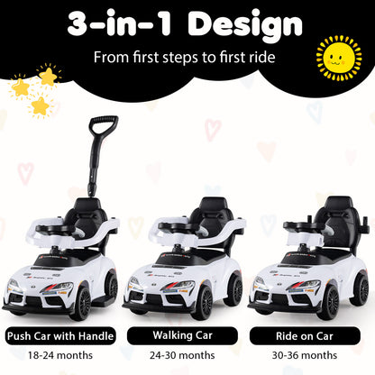 3-in-1 Toyota Licensed Foot-to-Floor Stroller Sliding Walking Toy, White Push & Pedal Ride On Toys at Gallery Canada