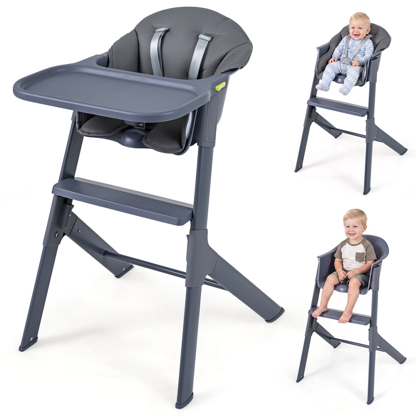 3-In-1 Washable Baby High Chair With Tray, Gray High Chairs Gray at Gallery Canada