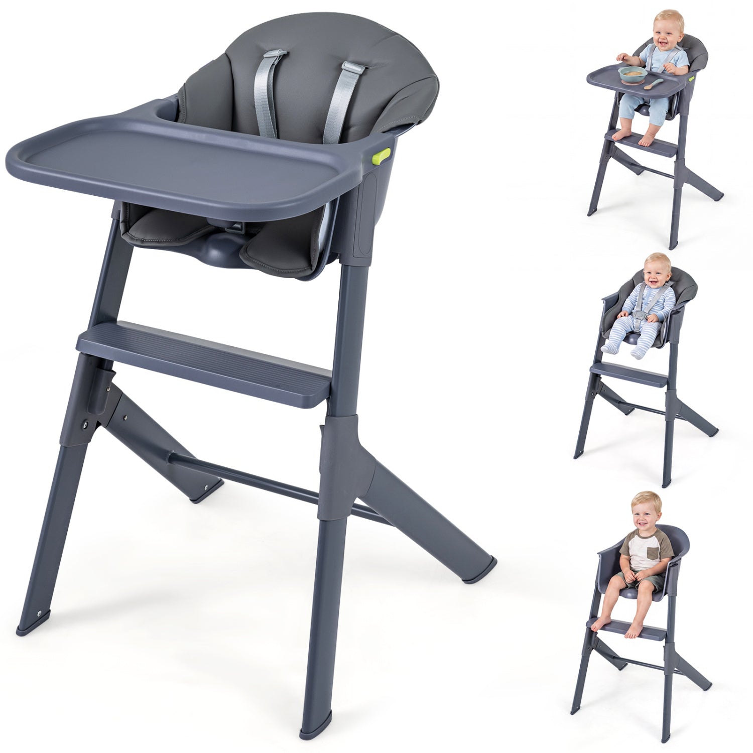 3-In-1 Washable Baby High Chair With Tray, Gray High Chairs at Gallery Canada