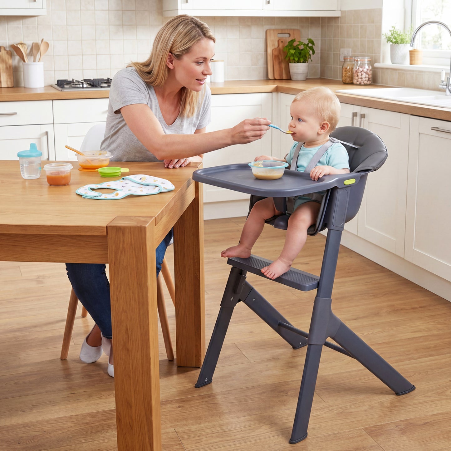 3-In-1 Washable Baby High Chair With Tray, Gray High Chairs at Gallery Canada